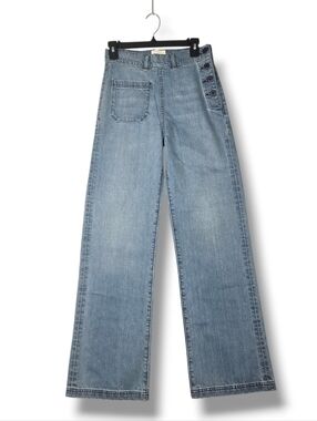 Doen High Rise Wide Leg Jean Size 25 Button Closure Astrid